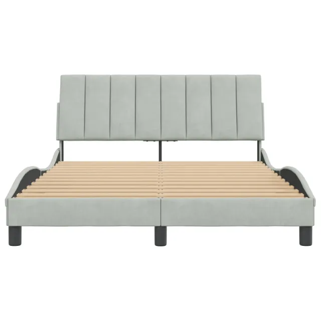 Cadre de lit sans matelas Hanko gris clair 120x200 cm velours