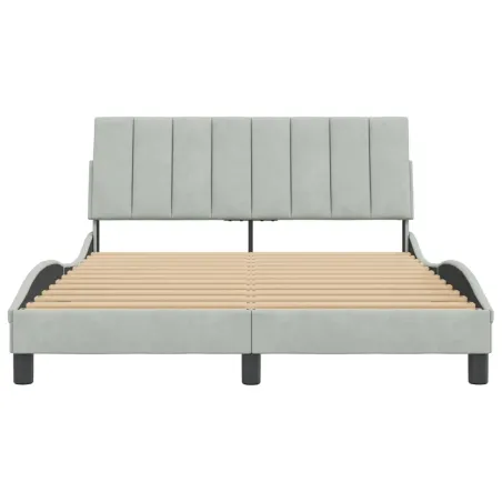 Cadre de lit sans matelas Hanko gris clair 120x200 cm velours