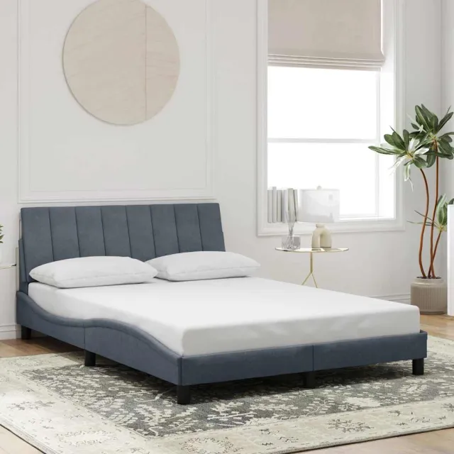 Cadre de lit sans matelas Hanko gris foncé 120x200 cm velours