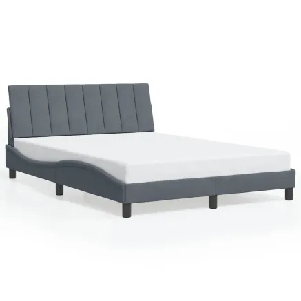 Cadre de lit sans matelas Hanko gris foncé 120x200 cm velours 2