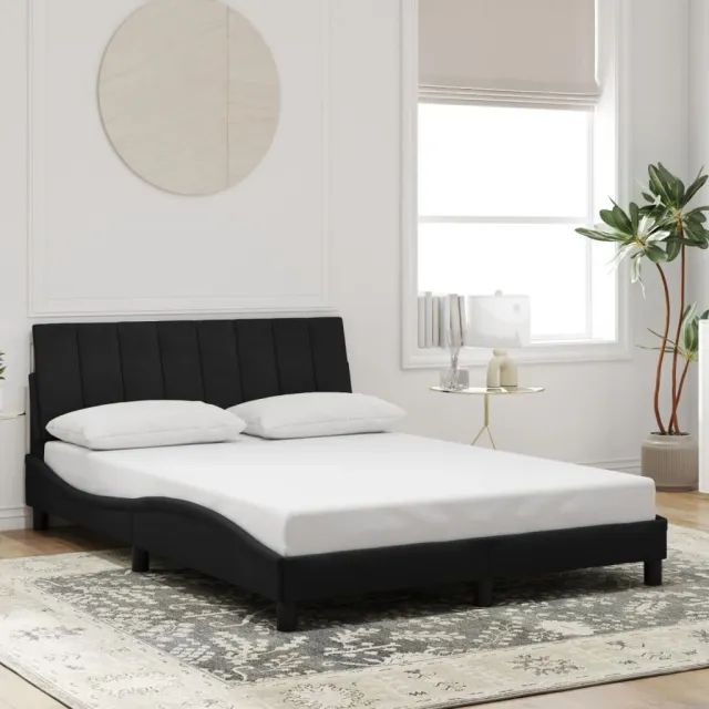 Cadre de lit sans matelas Hanko noir 120x200 cm velours