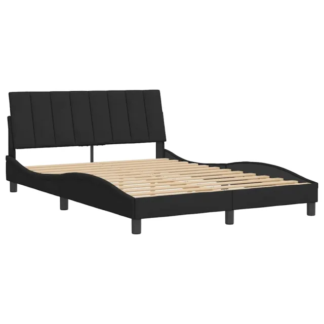 Cadre de lit sans matelas Hanko noir 120x200 cm velours