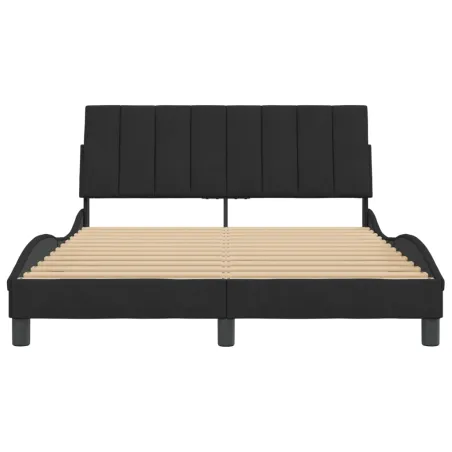 Cadre de lit sans matelas Hanko noir 120x200 cm velours