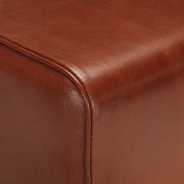 Banc saut de cheval 58 cm marron cuir véritable et manguier