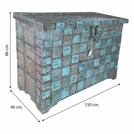 Chest Alexandra House Living Blue Iron Acacia Mango wood 46 x 86 x 130 2