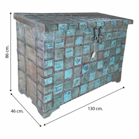 Chest Alexandra House Living Blue Iron Acacia Mango wood 46 x 86 x 130