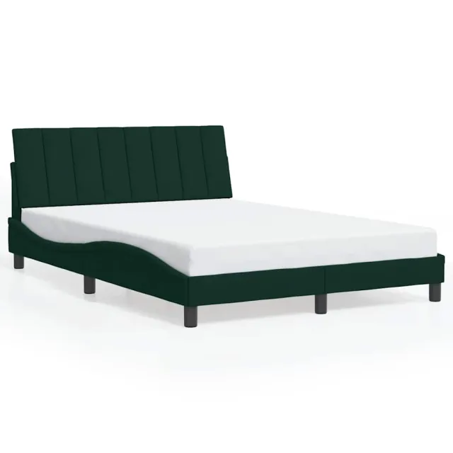 Cadre de lit sans matelas Hanko vert foncé 120x200 cm velours