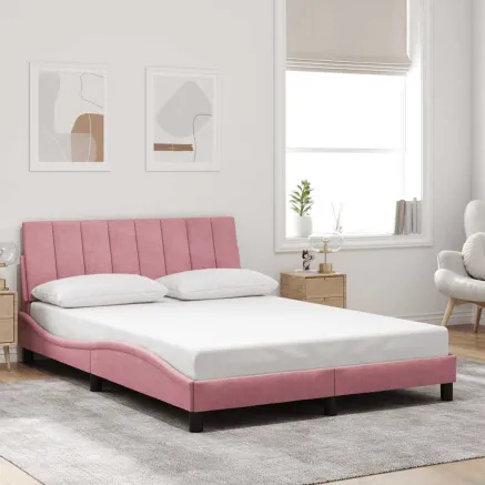Cadre de lit sans matelas Hanko rose 120x200 cm velours