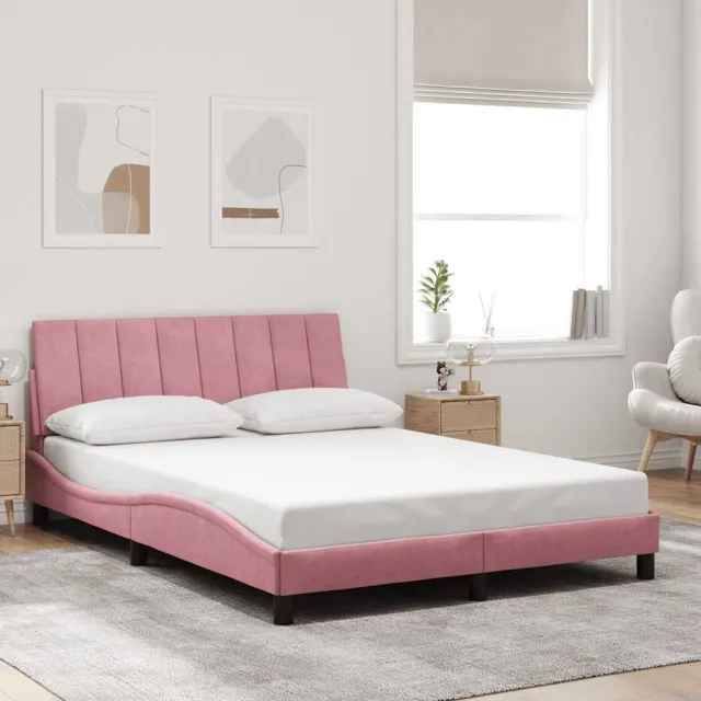 Cadre de lit sans matelas Hanko rose 120x200 cm velours