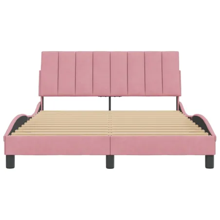 Cadre de lit sans matelas Hanko rose 120x200 cm velours