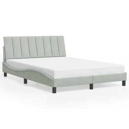 Cadre de lit sans matelas Hanko gris clair 140x190 cm velours
