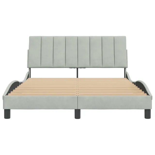 Cadre de lit sans matelas Hanko gris clair 140x190 cm velours