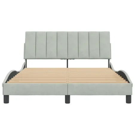 Cadre de lit sans matelas Hanko gris clair 140x190 cm velours
