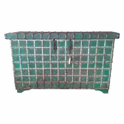 Baúl Alexandra House Living Verde Hierro Acacia Madera de mango 43 x