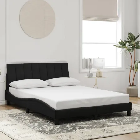 Cadre de lit sans matelas Hanko noir 140x190 cm velours