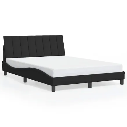 Cadre de lit sans matelas Hanko noir 140x190 cm velours 2