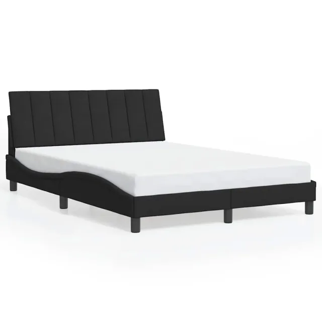 Cadre de lit sans matelas Hanko noir 140x190 cm velours