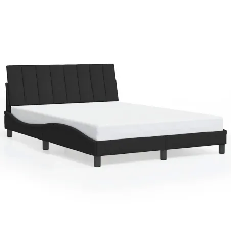 Cadre de lit sans matelas Hanko noir 140x190 cm velours