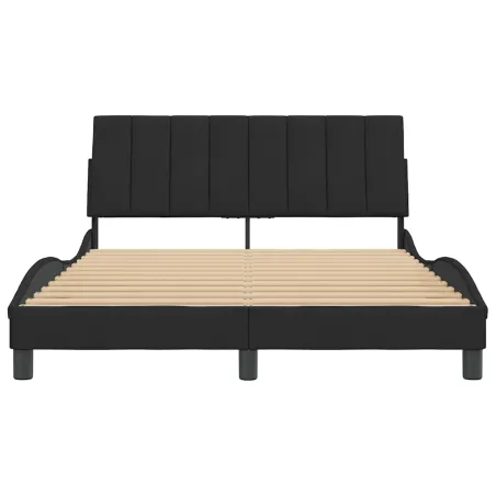 Cadre de lit sans matelas Hanko noir 140x190 cm velours