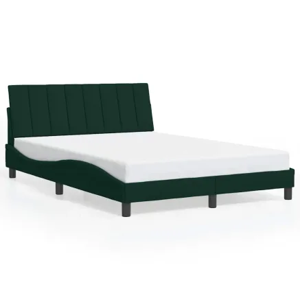 Cadre de lit sans matelas Hanko vert foncé 140x190 cm velours 2