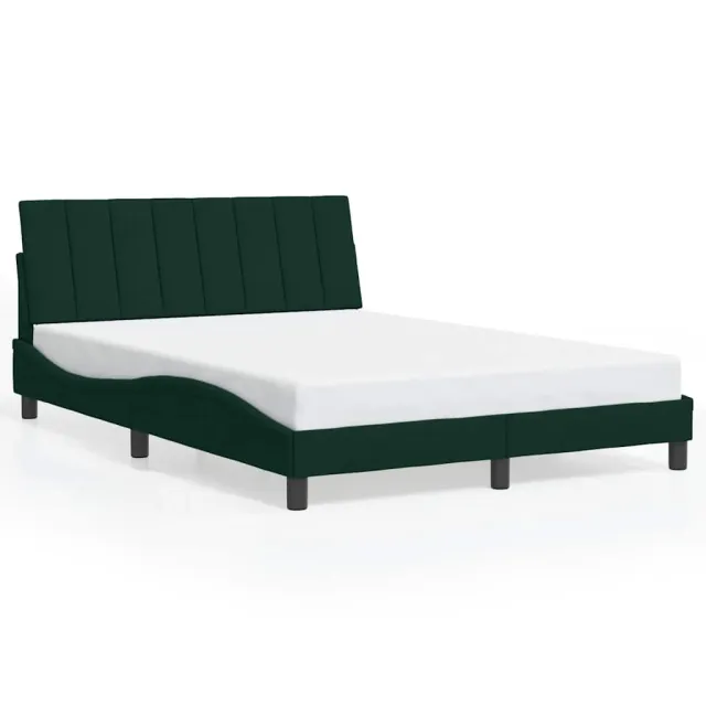 Cadre de lit sans matelas Hanko vert foncé 140x190 cm velours