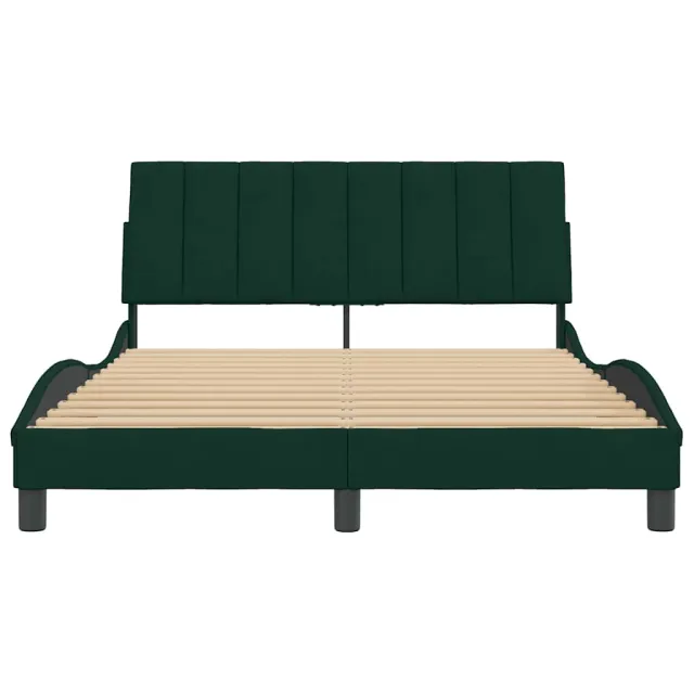 Cadre de lit sans matelas Hanko vert foncé 140x190 cm velours