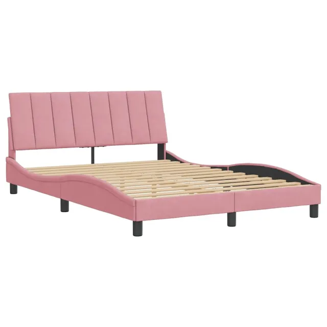 Cadre de lit sans matelas Hanko rose 140x190 cm velours