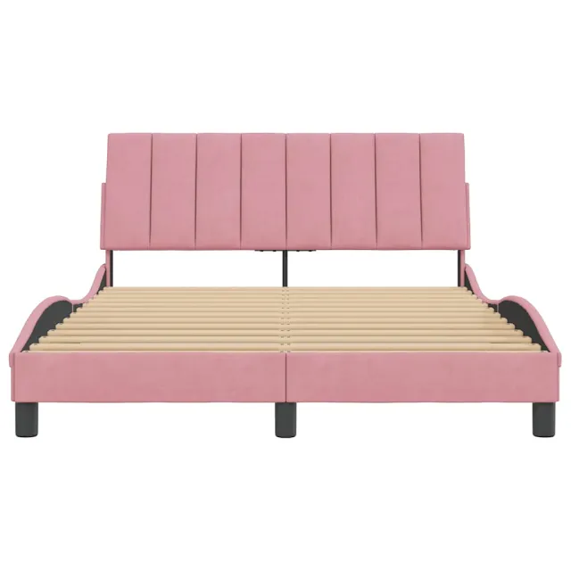 Cadre de lit sans matelas Hanko rose 140x190 cm velours