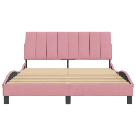 Cadre de lit sans matelas Hanko rose 140x190 cm velours