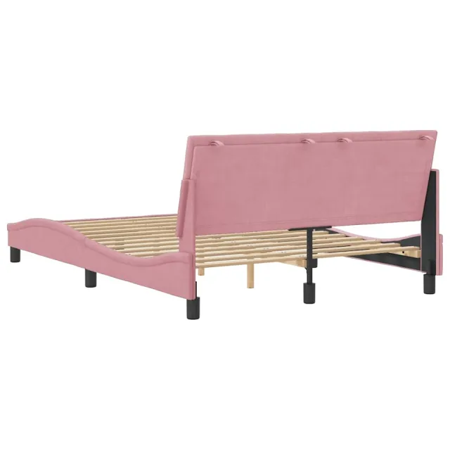 Cadre de lit sans matelas Hanko rose 140x190 cm velours
