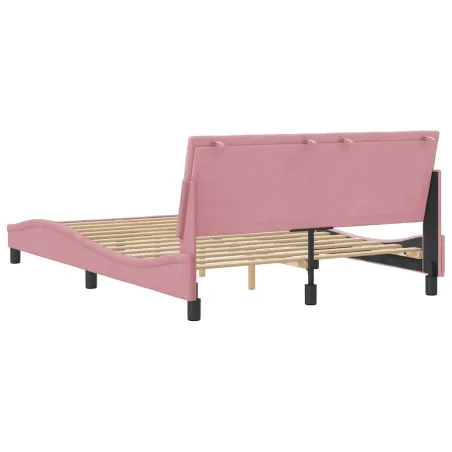 Cadre de lit sans matelas Hanko rose 140x190 cm velours