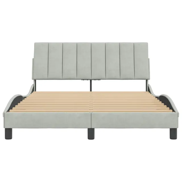 Cadre de lit sans matelas Hanko gris clair 140x200 cm velours