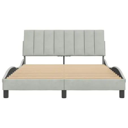 Cadre de lit sans matelas Hanko gris clair 140x200 cm velours