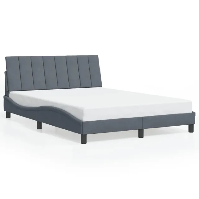 Cadre de lit sans matelas Hanko gris foncé 140x200 cm velours