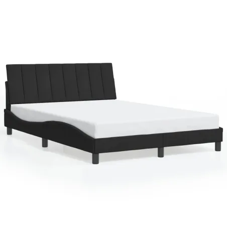Cadre de lit sans matelas Hanko noir 140x200 cm velours