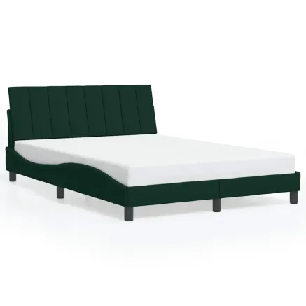 Cadre de lit sans matelas Hanko vert foncé 140x200 cm velours 2