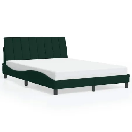 Cadre de lit sans matelas Hanko vert foncé 140x200 cm velours