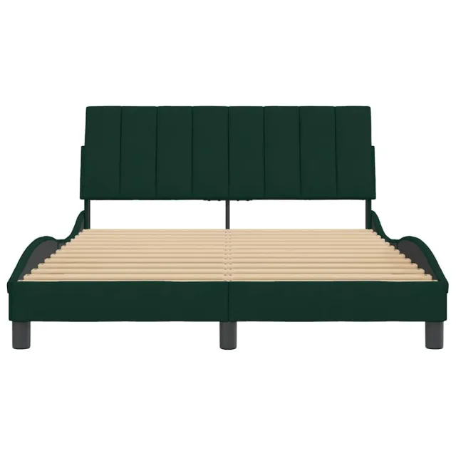 Cadre de lit sans matelas Hanko vert foncé 140x200 cm velours