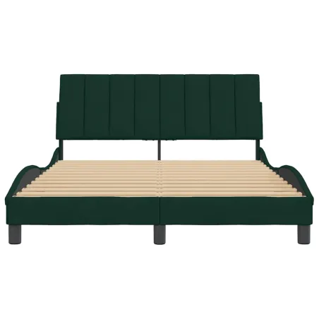 Cadre de lit sans matelas Hanko vert foncé 140x200 cm velours