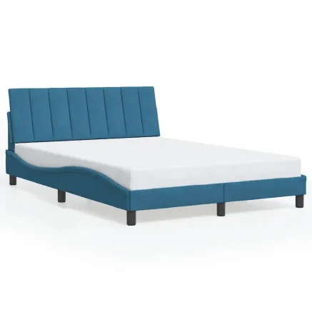 Cadre de lit sans matelas Hanko bleu 140x200 cm velours 2
