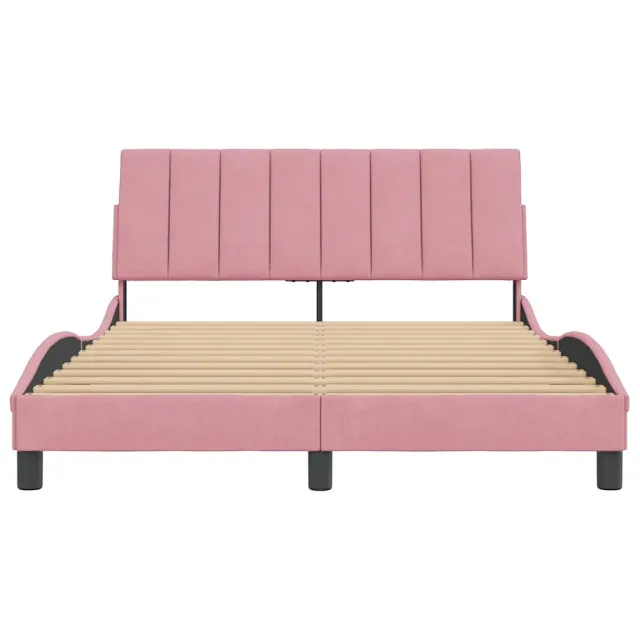 Cadre de lit sans matelas Hanko rose 140x200 cm velours
