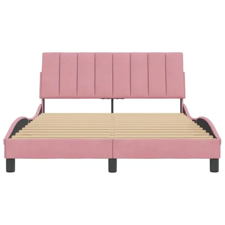 Cadre de lit sans matelas Hanko rose 140x200 cm velours