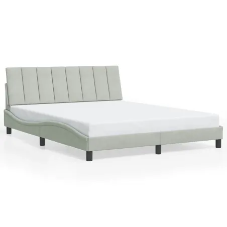 Cadre de lit sans matelas Hanko gris clair 160x200 cm velours