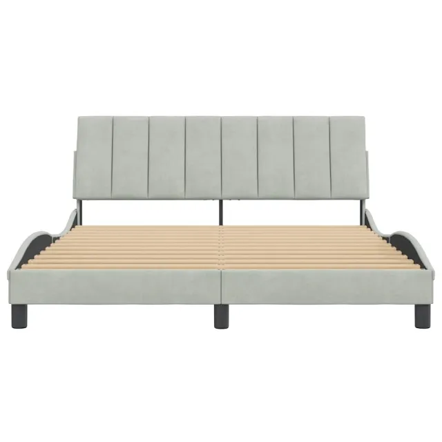 Cadre de lit sans matelas Hanko gris clair 160x200 cm velours