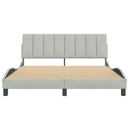 Cadre de lit sans matelas Hanko gris clair 160x200 cm velours