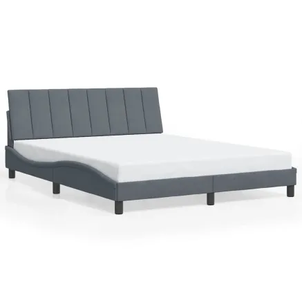 Cadre de lit sans matelas Hanko gris foncé 160x200 cm velours 2