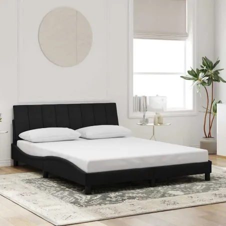 Cadre de lit sans matelas Hanko noir 160x200 cm velours