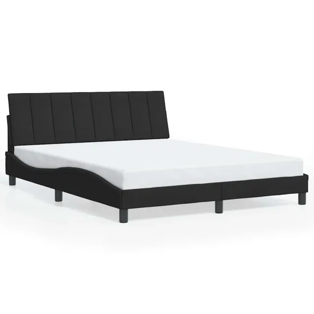 Cadre de lit sans matelas Hanko noir 160x200 cm velours