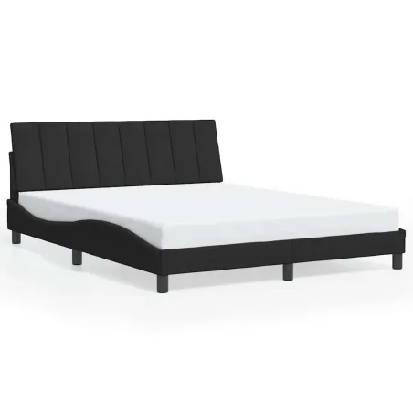 Cadre de lit sans matelas Hanko noir 160x200 cm velours