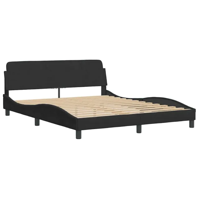 Cadre de lit sans matelas Hanko noir 160x200 cm velours
